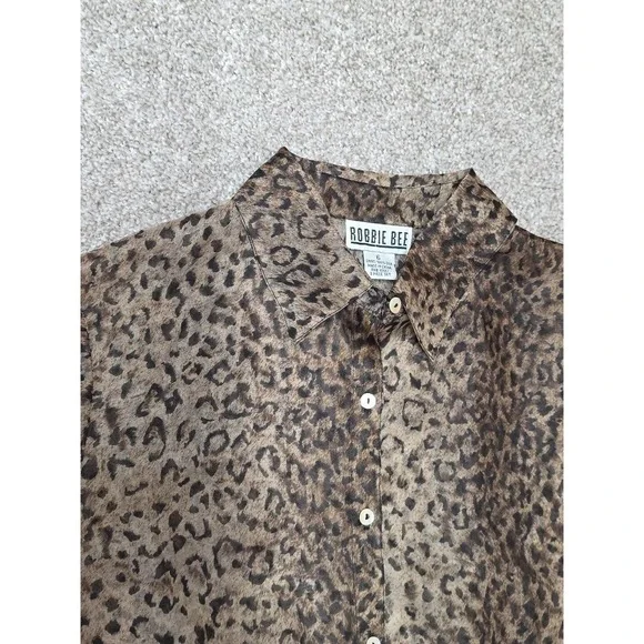 Robbie Bee Vintage 100% Silk Leopard Print Button with tags Shirt Size 6 283 - Picture 6 of 6